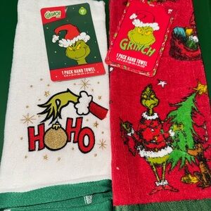 INC International Concepts Grinch Hand Towels - Red, White, Gold